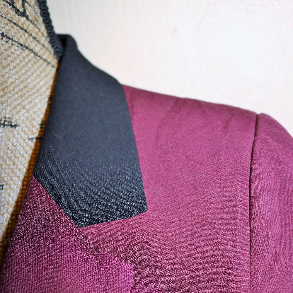 Maroon Long Ruffle Back Blazer - image 5